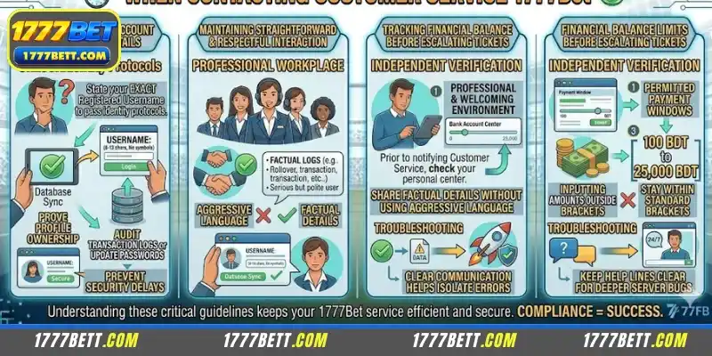Notes when contacting 1777Bet Customer Service Department